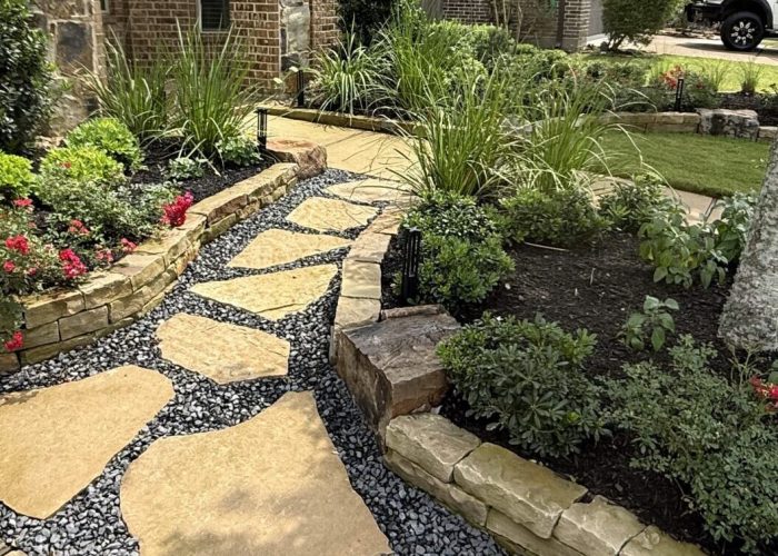 stone landscape border and walkway